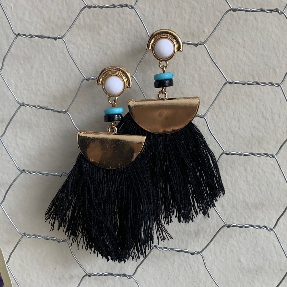 Never Worn Black Fringe Earrings !